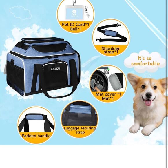 Top-Expandable Pet Carrier Alaska Airline Approved Soft-Sided Small Cats Dogs - Picture 7 of 8